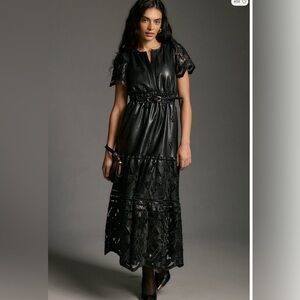 Anthropologie Black Lace Maxi Dress